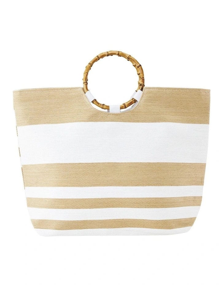 2 Tone Stripe Shopper Tote