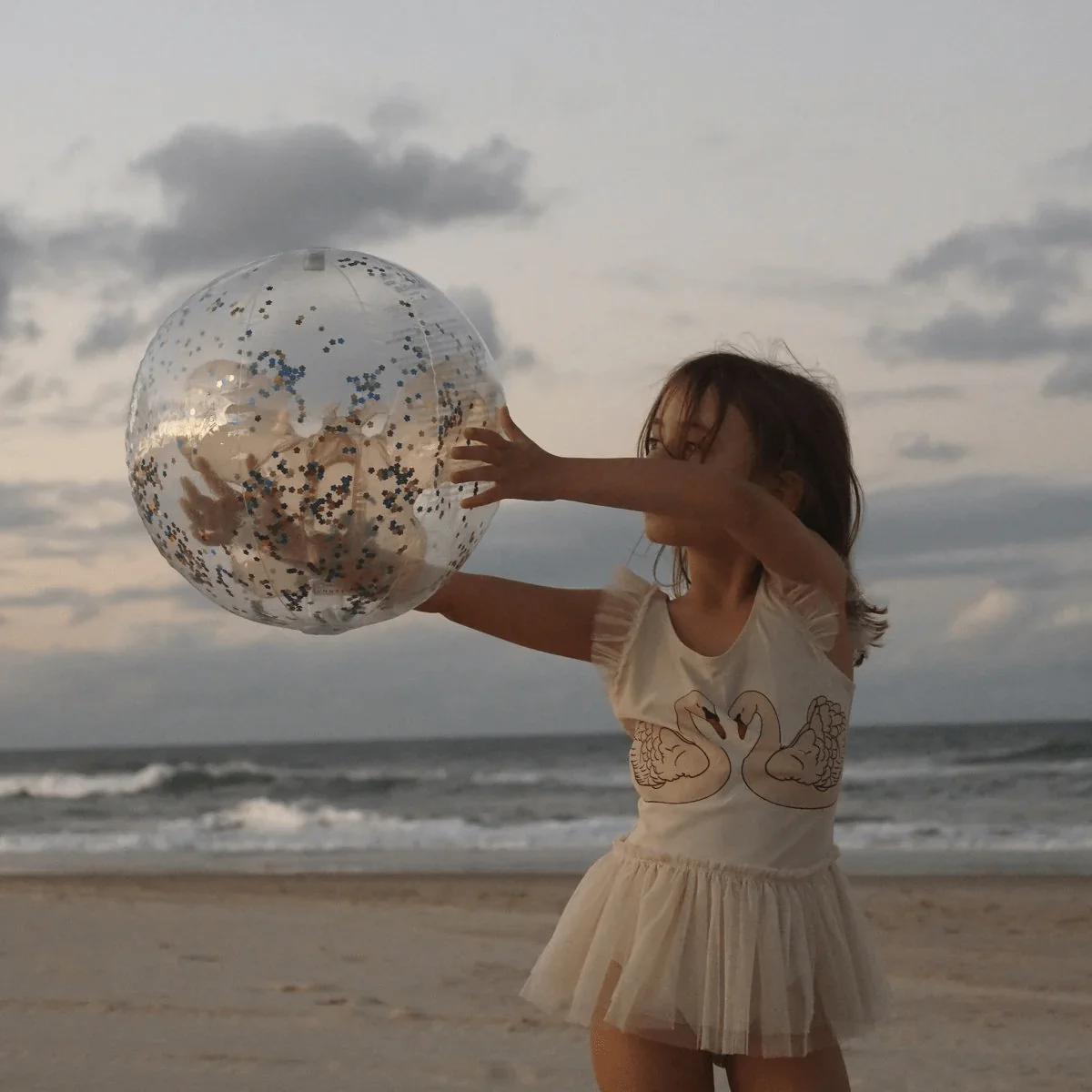 3D Inflatable Beach Ball - Cotton Candy Glitter - Image 2