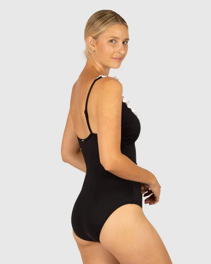 Baku Chloro E.F Cup Frill One Piece Swimsuit - Black /White - Image 3