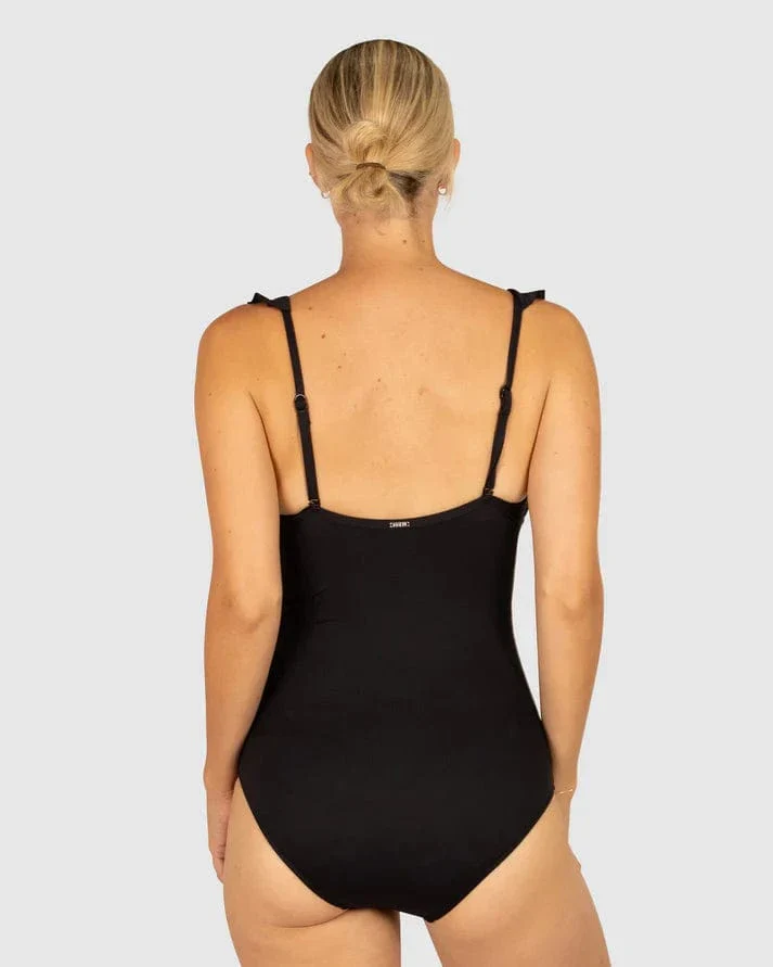 Baku Chloro E.F Cup Frill One Piece Swimsuit - Black /White - Image 5
