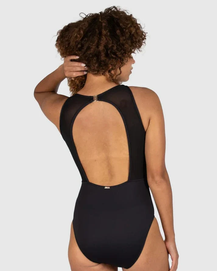 Baku Chloro High Neck One Piece Swimsuit - Black* - Image 4