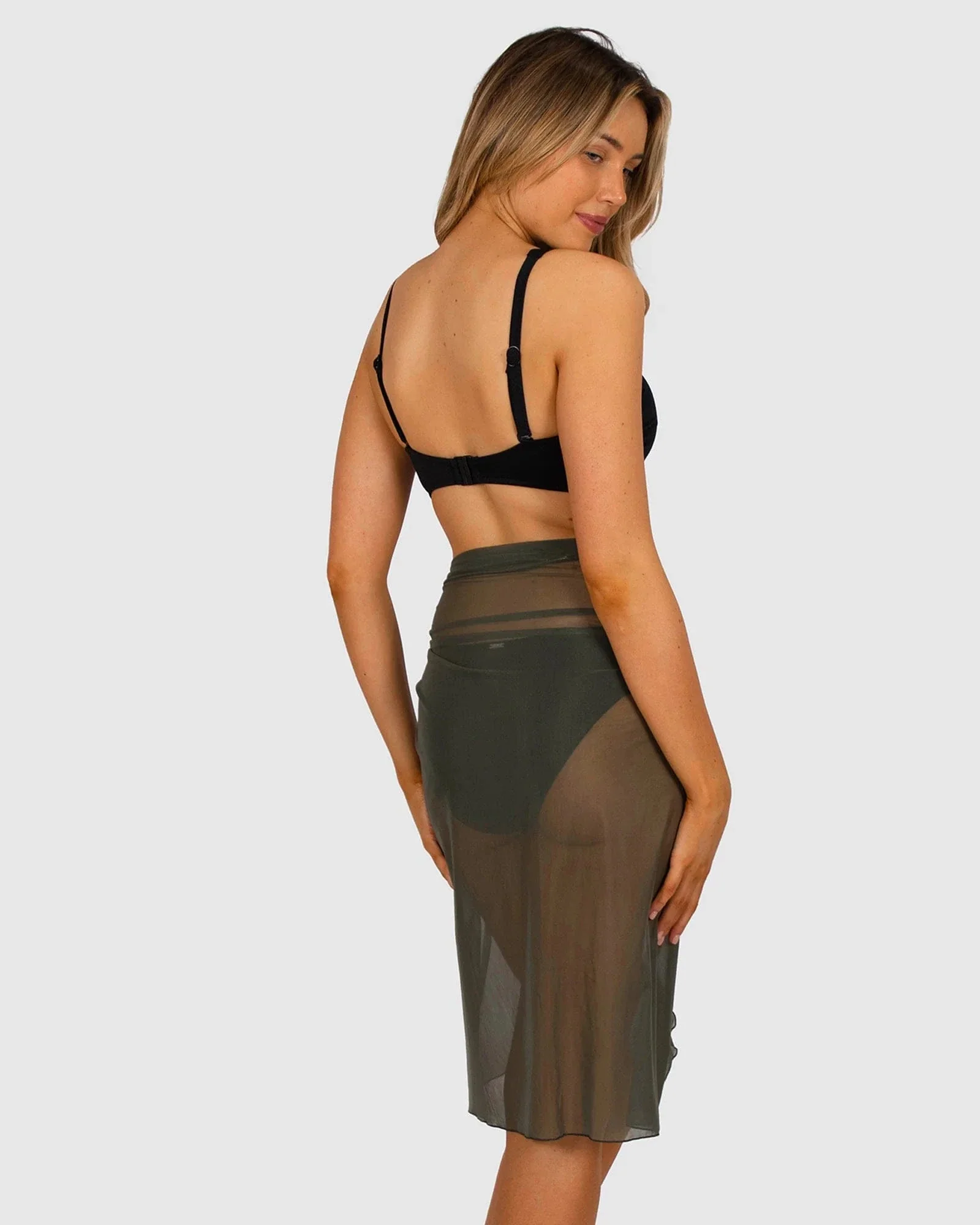 Baku Long Mesh Pareo - Olive - Image 2
