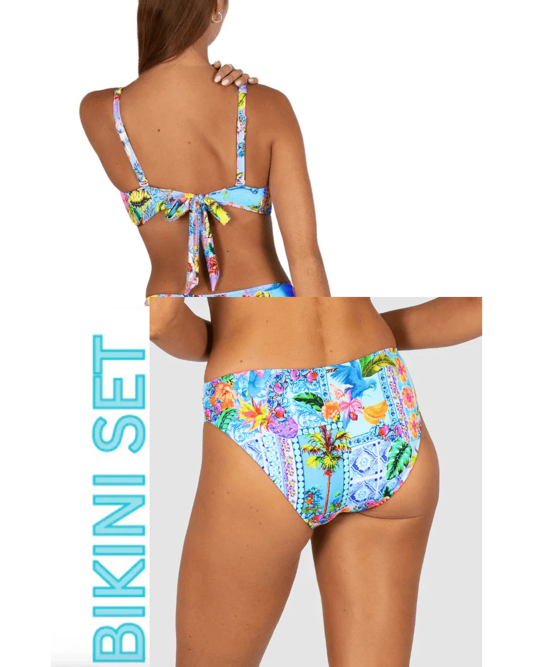 Baku Sardinia C-D Longline Bikini Bra Top & Twist Band Regular Bikini Bottom - Ocean - Image 2
