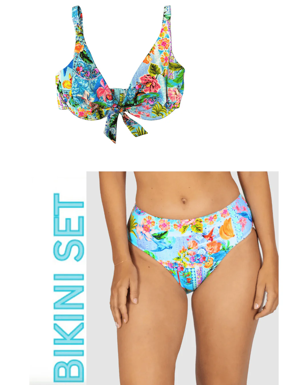 Baku Sardinia F Cup Triangle Bikini Bra Top & Sardinia Mid Pant - Ocean