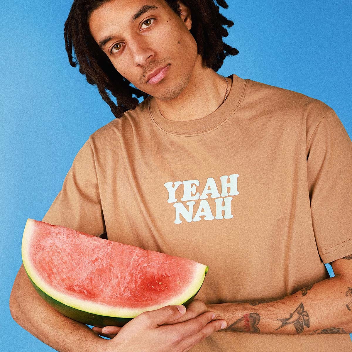 Yeah Nah Regular Tee - Mocha - Image 2