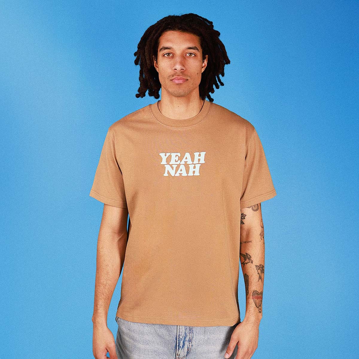 Yeah Nah Regular Tee - Mocha - Image 3
