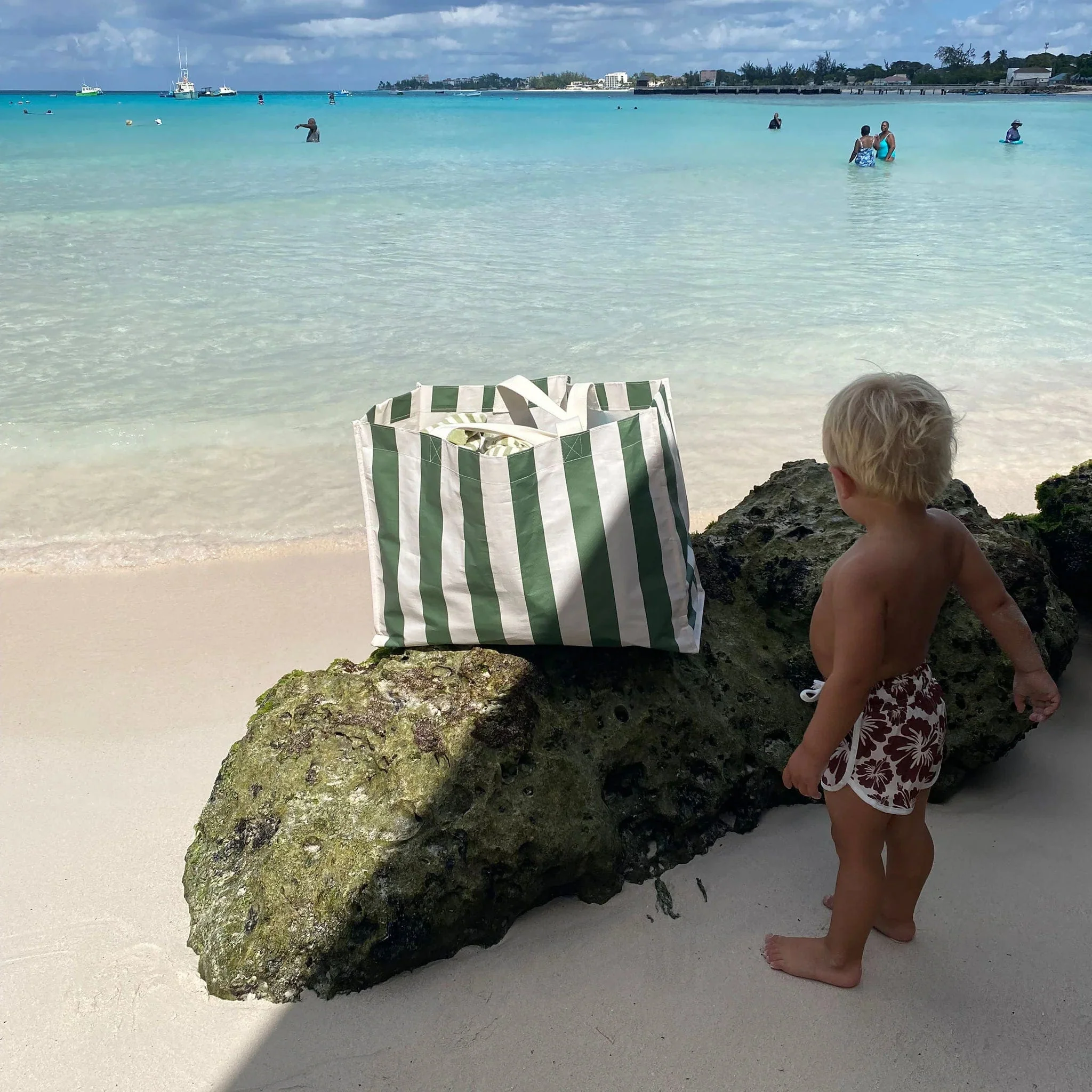 Carryall Beach Bag - The Vacay Olive Stripe - Image 3