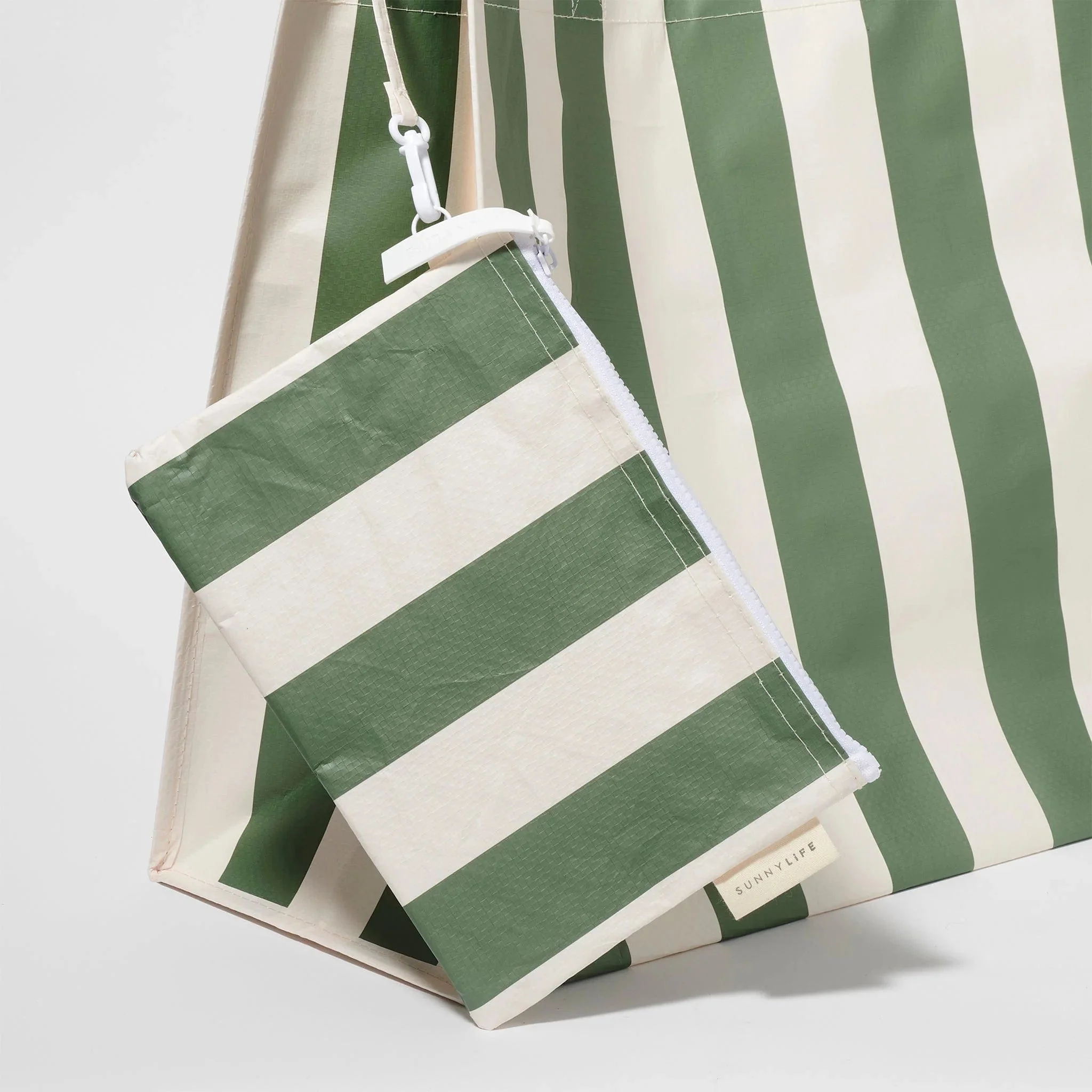 Carryall Beach Bag - The Vacay Olive Stripe - Image 5