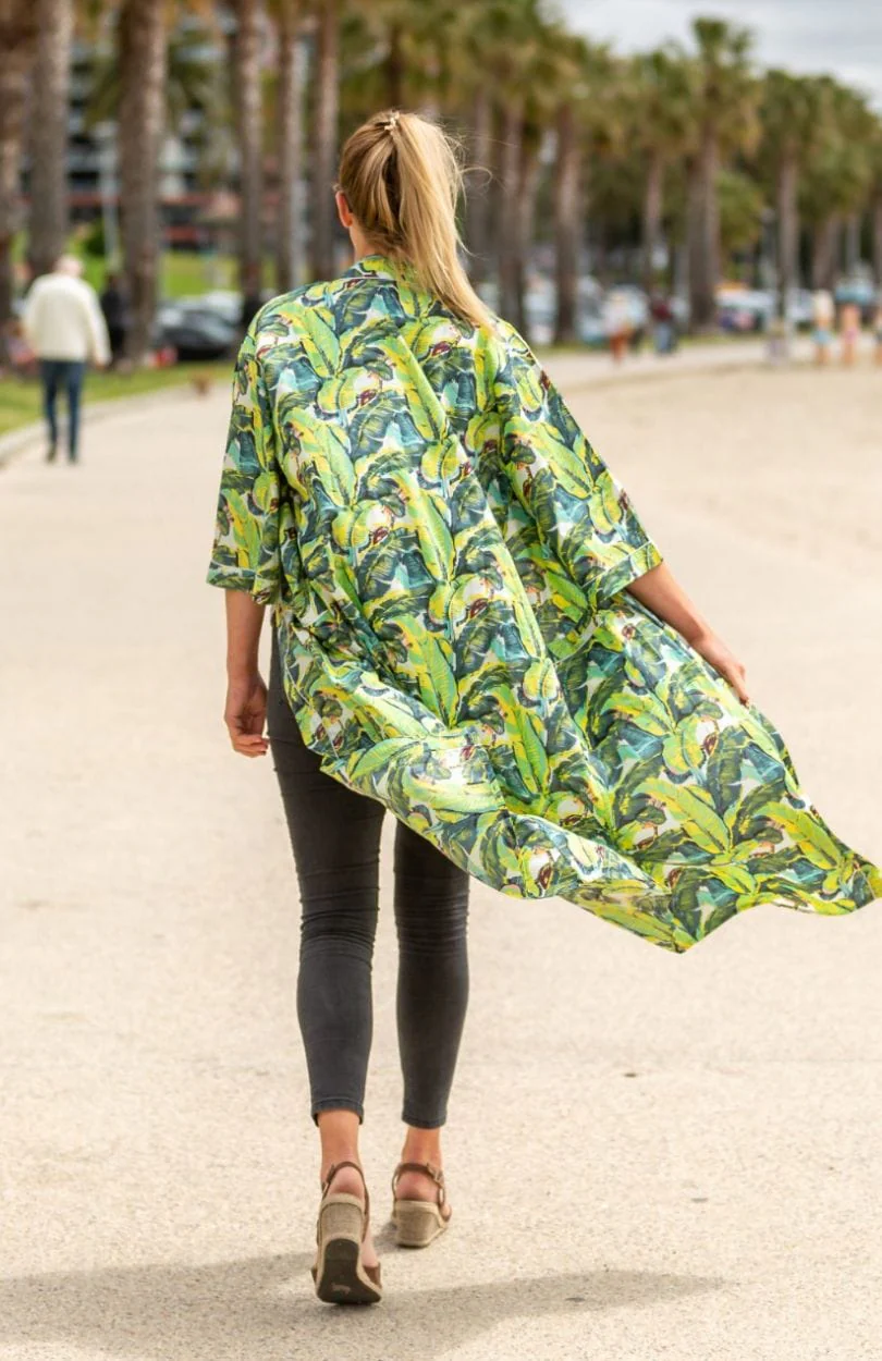 Cotton Kimono / Robe - Banana Leaf - Image 3