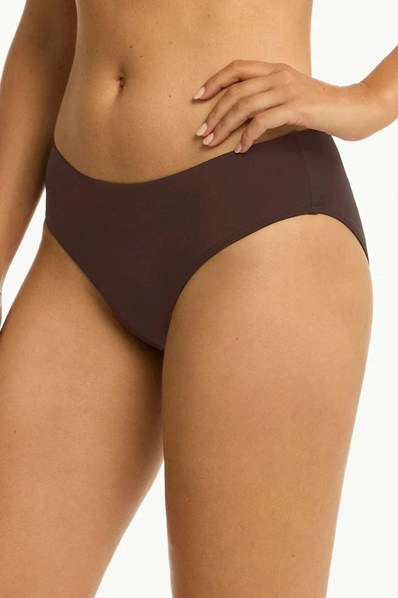 Sea Level Essentials Edit Mid Bikini Pant - Cocoa