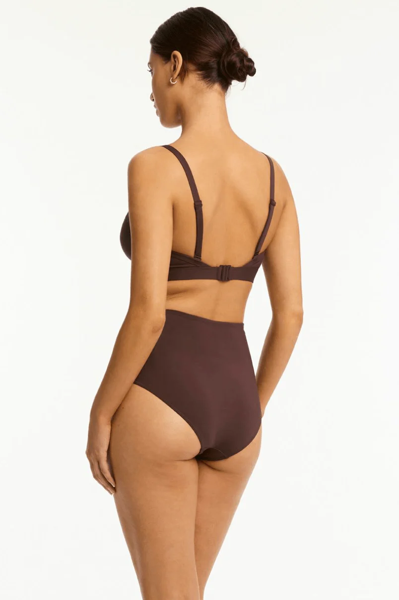 Sea Level Essentials Edit High Waist Gathered Side Pant - Cocoa - Image 3
