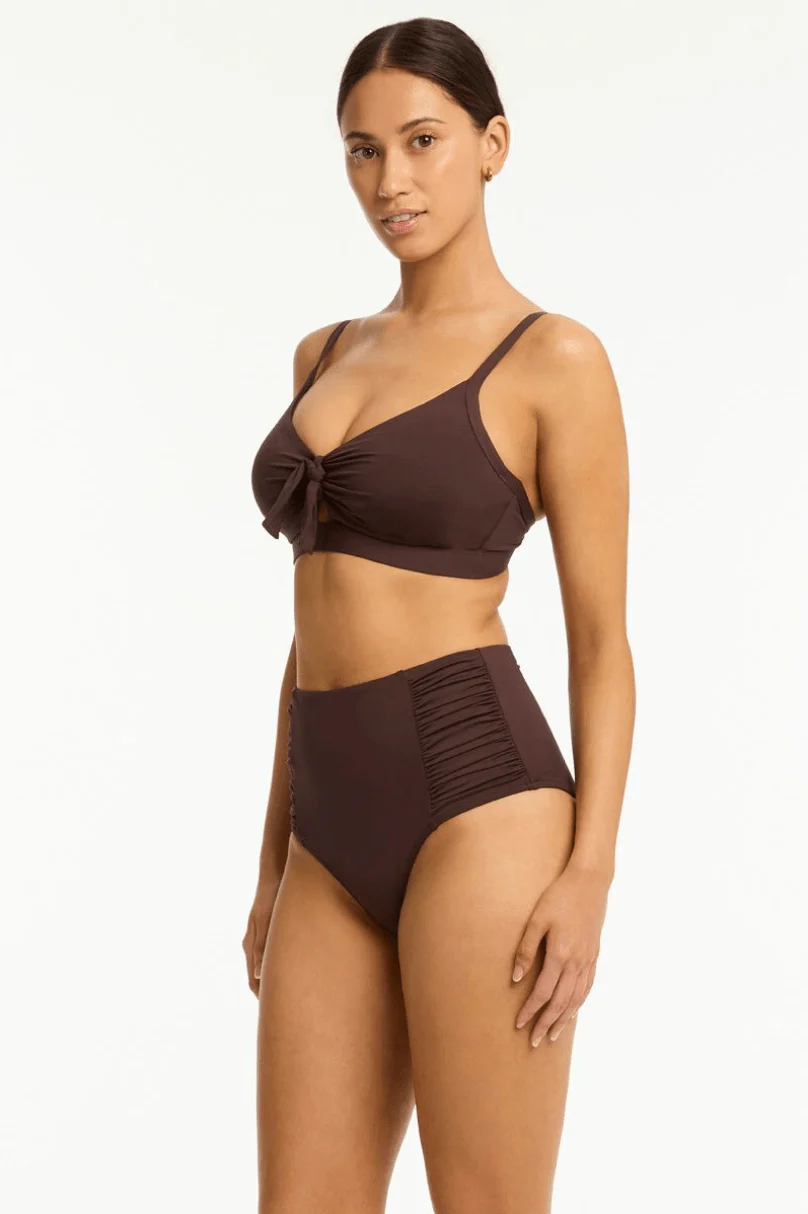 Sea Level Essentials Edit High Waist Gathered Side Pant - Cocoa - Image 4