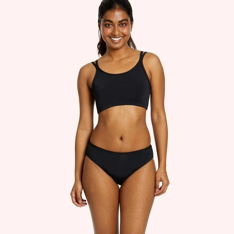 First Period Swim Bikini Brief- Black