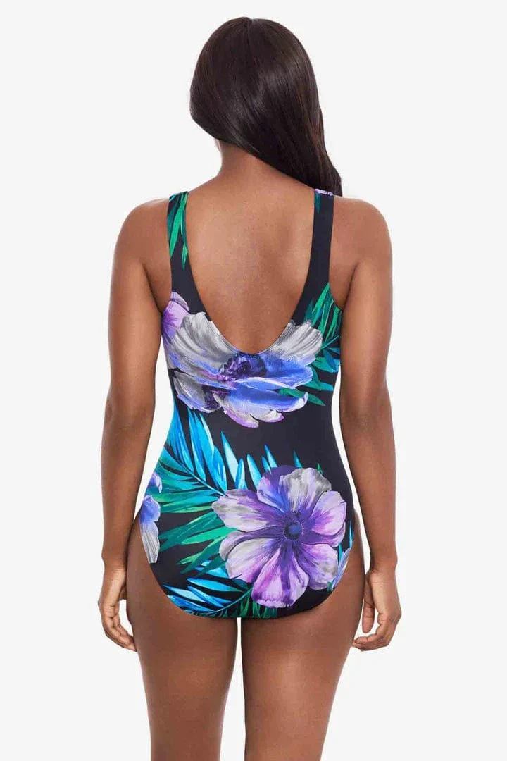 Its A Wrap Underwire Tummy Control Swimsuit In Flora Aura - Black Multi - Image 4