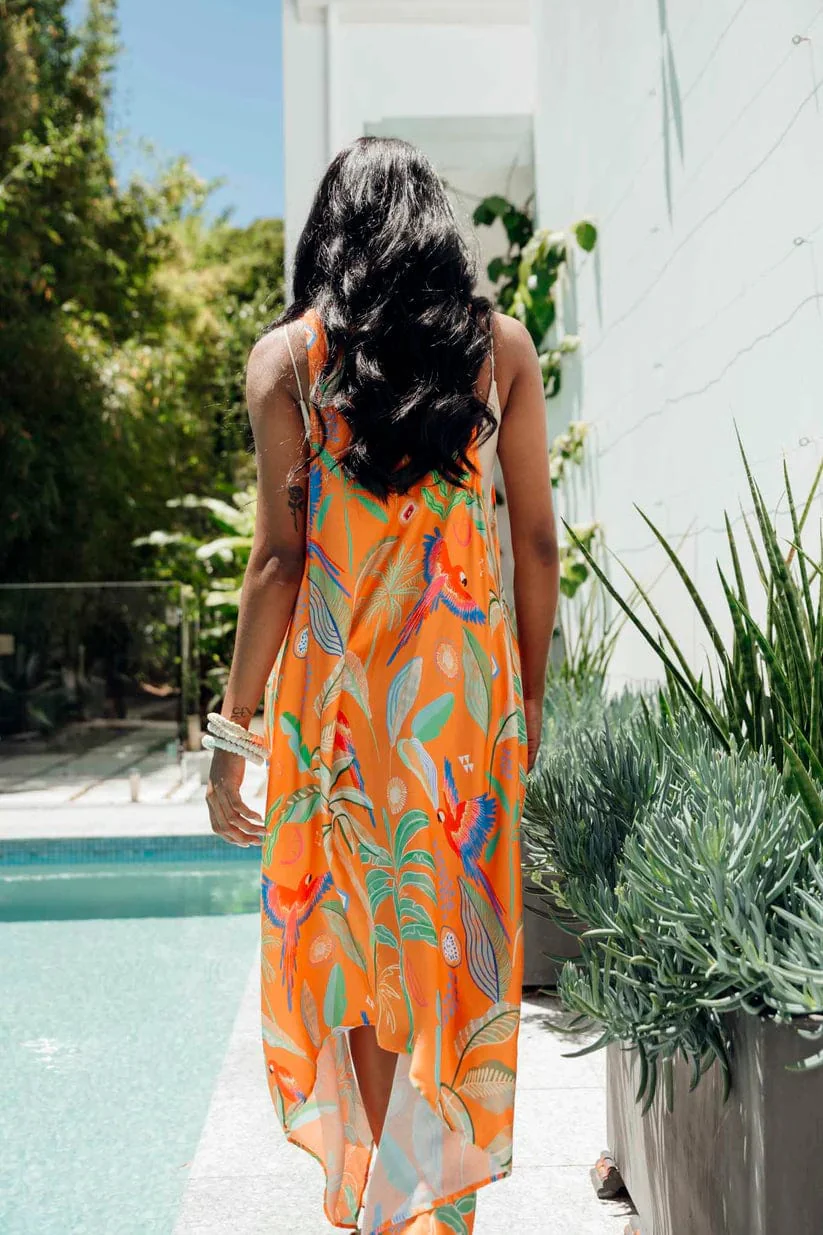 Freya Duster Vest Tropical Print - Orange - Image 3