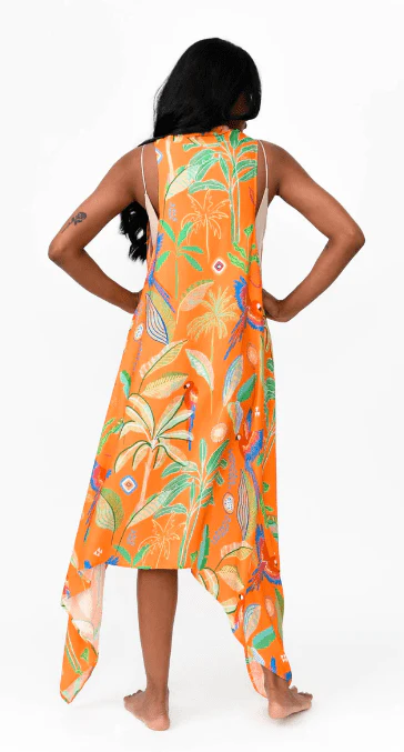 Freya Duster Vest Tropical Print - Orange - Image 4