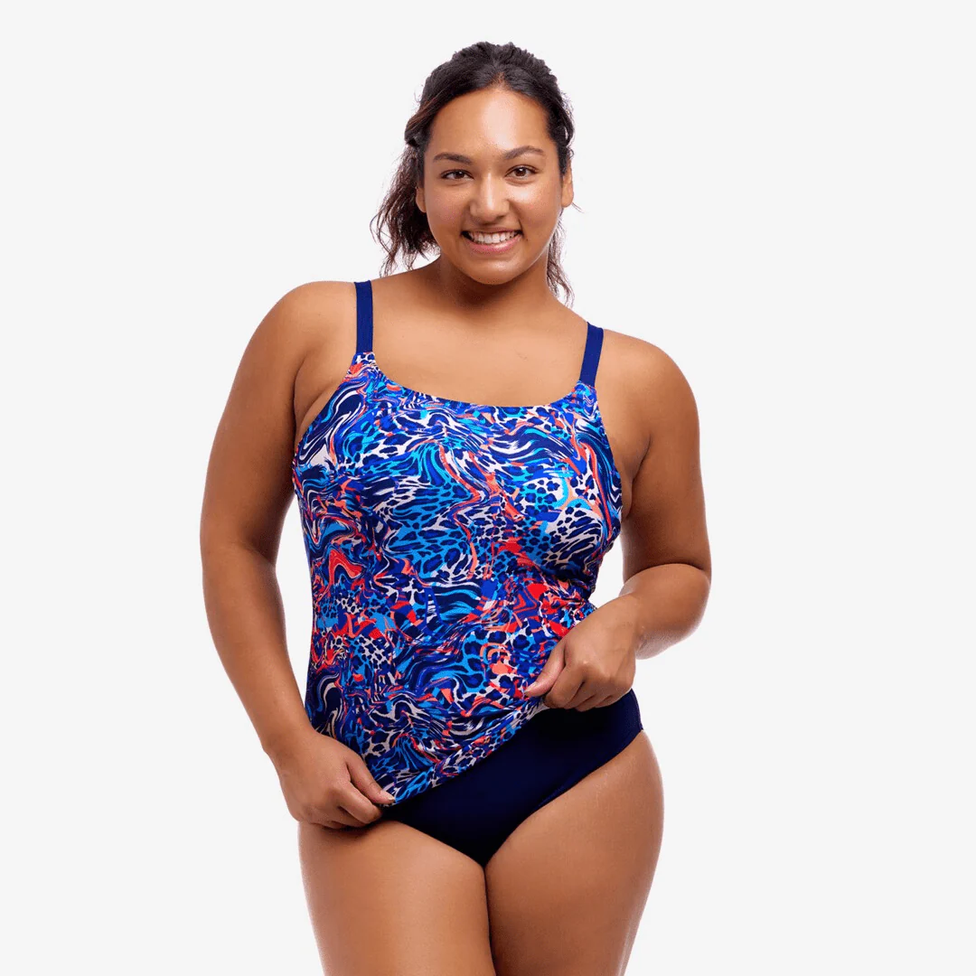 Funkita Ladies Scoop Neck Tankini Top- Mad Cat