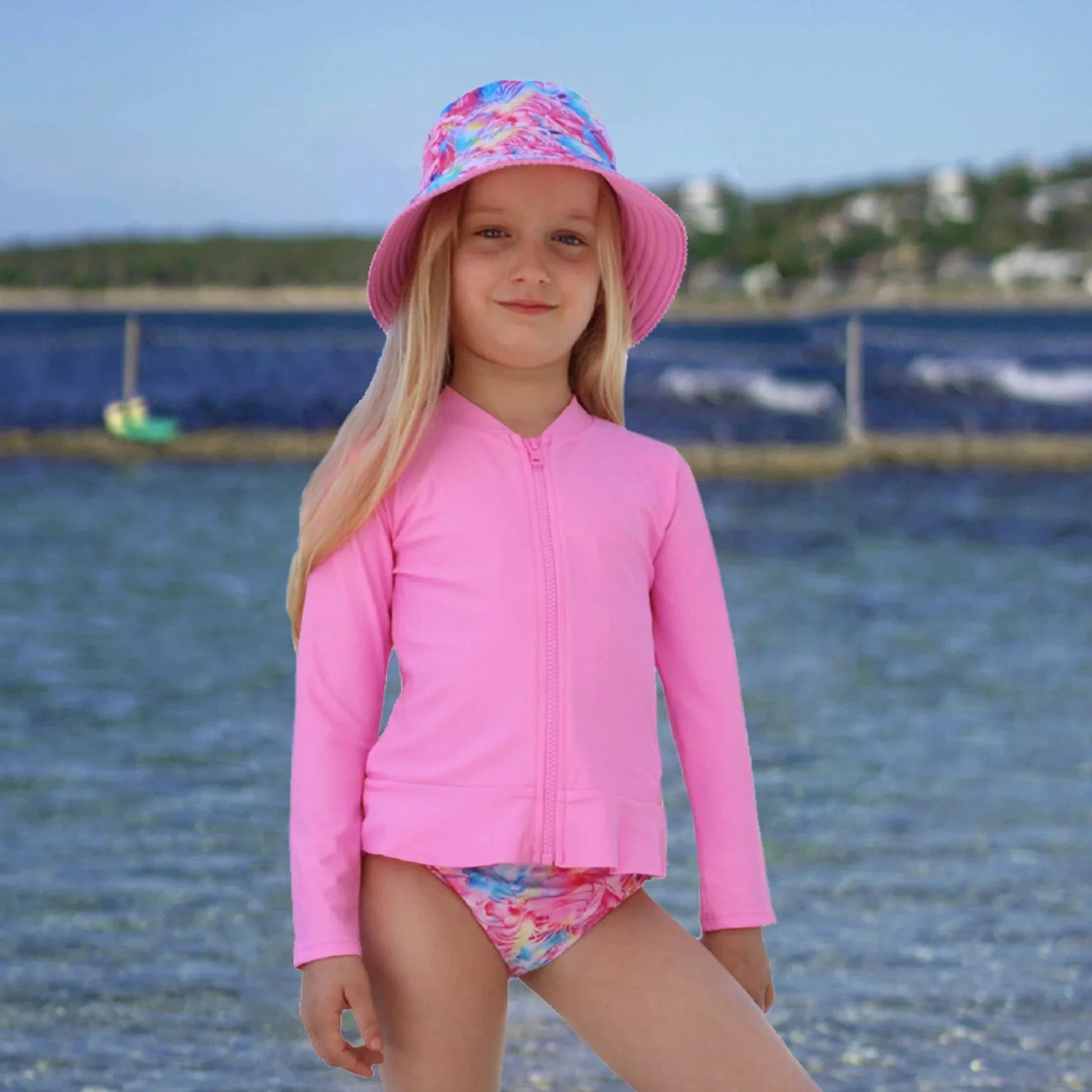 Girls Miss Salty Long Sleeve Rashvest - Candy Pink