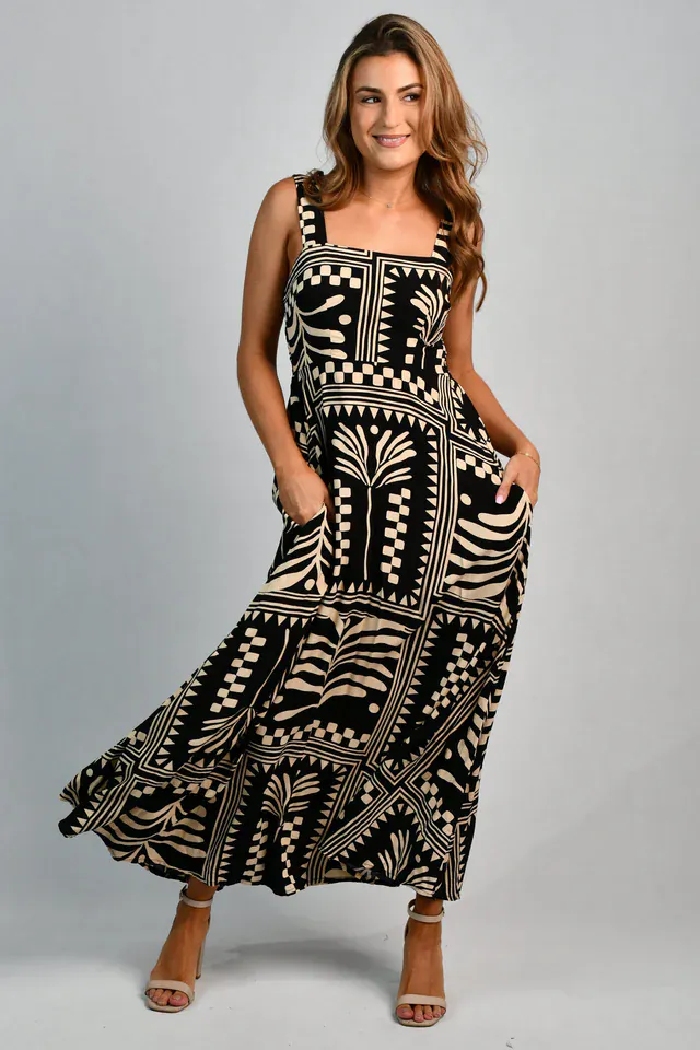 Go Girl Emily Maxi Dress - Tribal Artisan Black