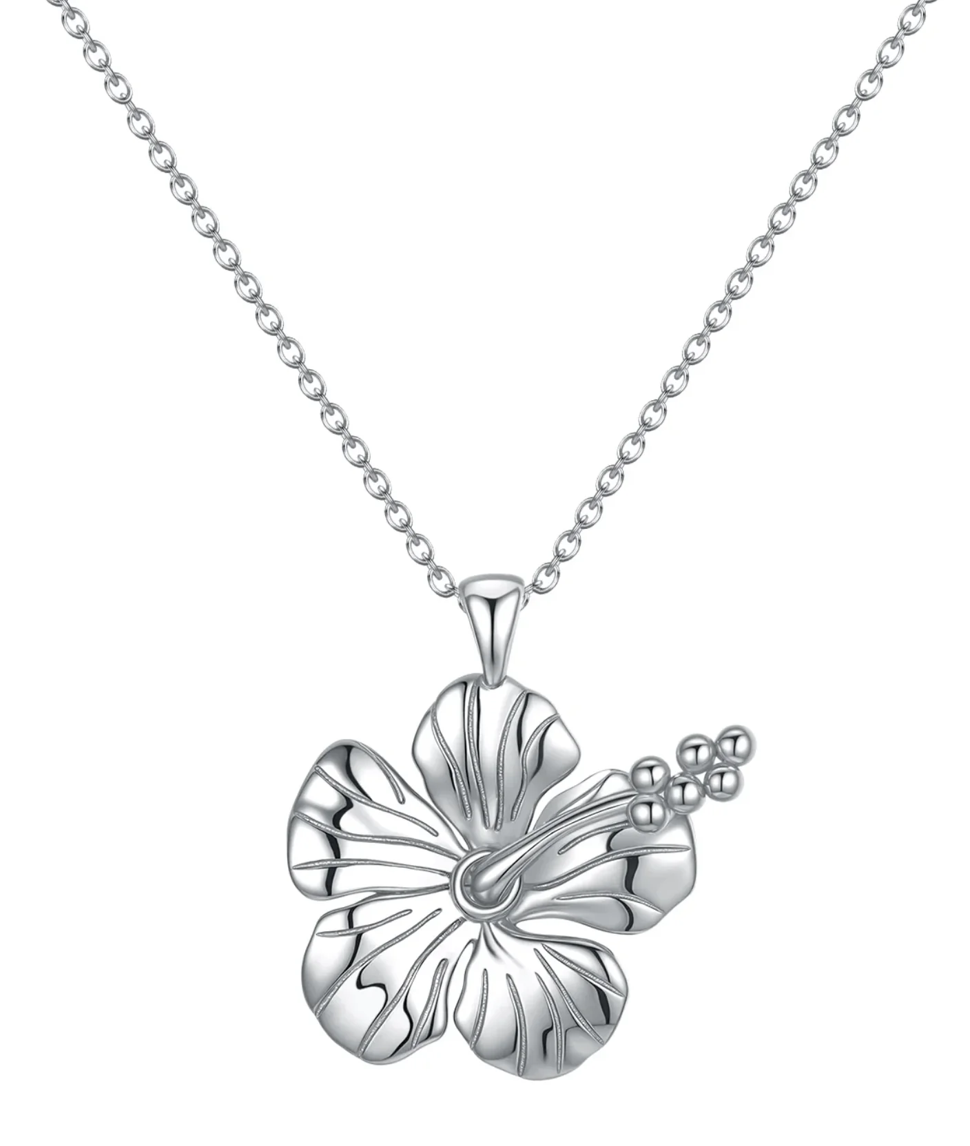 Hibiscus Necklace - Silver - Image 2