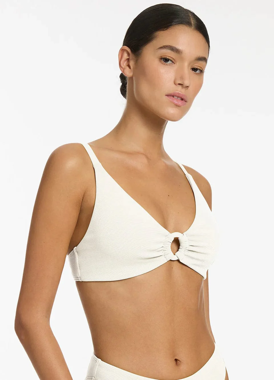 Jets Isla Rib C/D Tri Top - Cream - Image 4