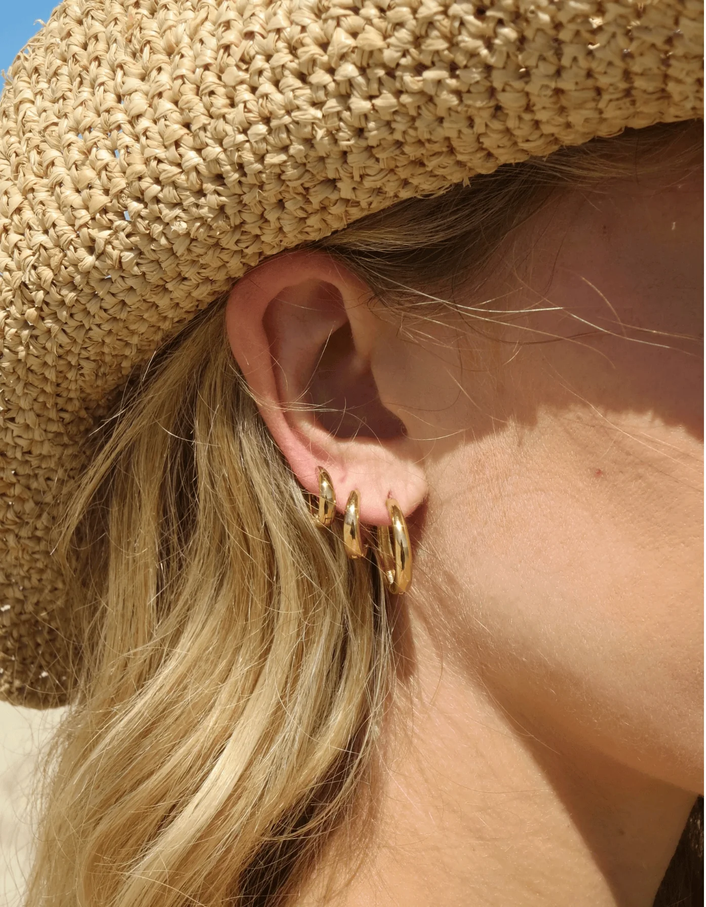 Island Glow Large Hoops - Gold - Image 5