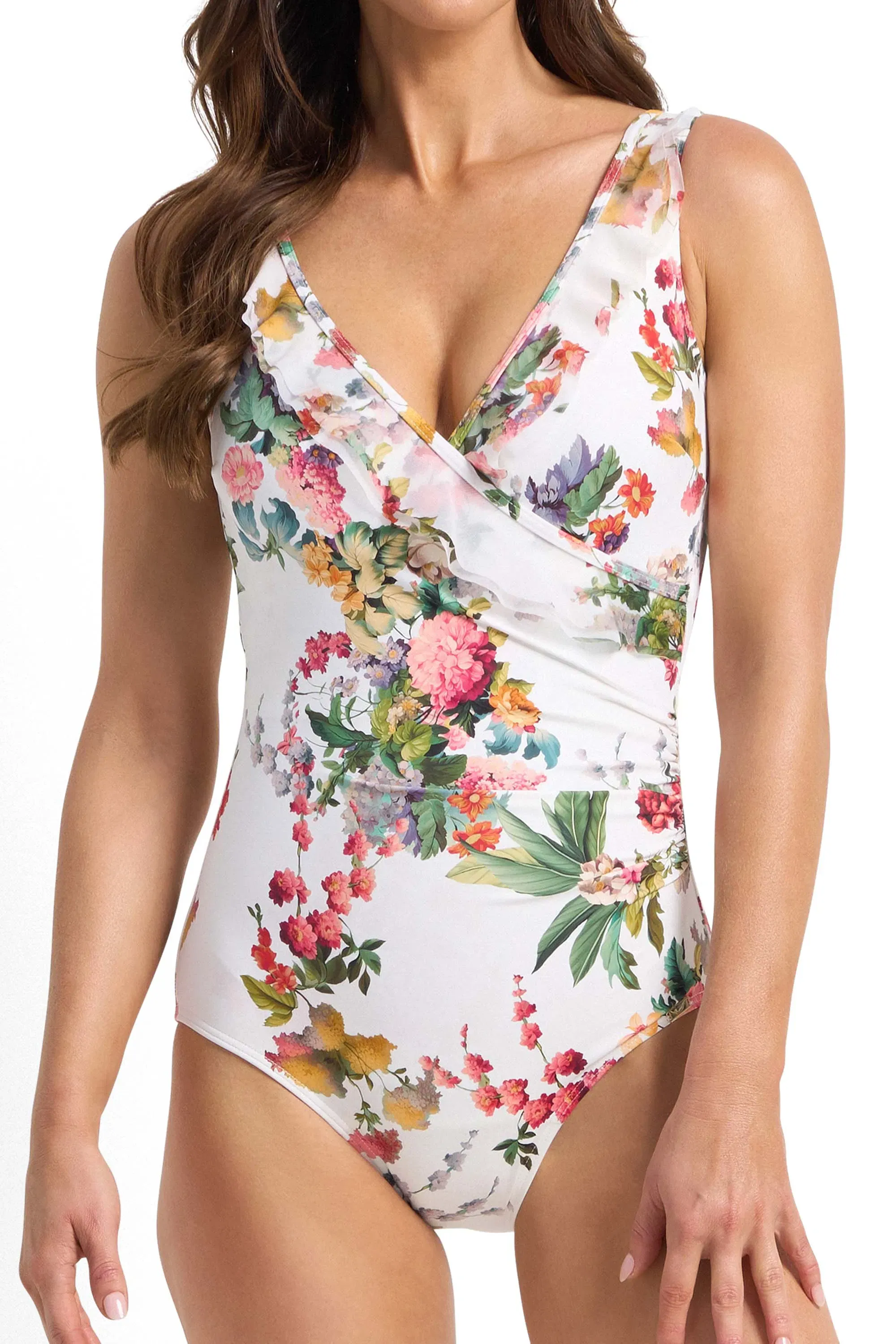 Jantzen Abbie Mesh Frill One Piece - White - Image 3