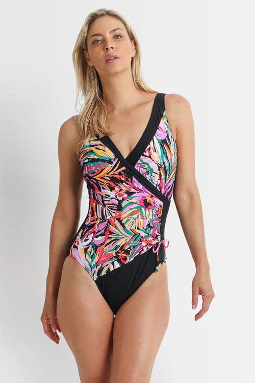 Jantzen Festival DDE Gathered Surplice One Piece - Black