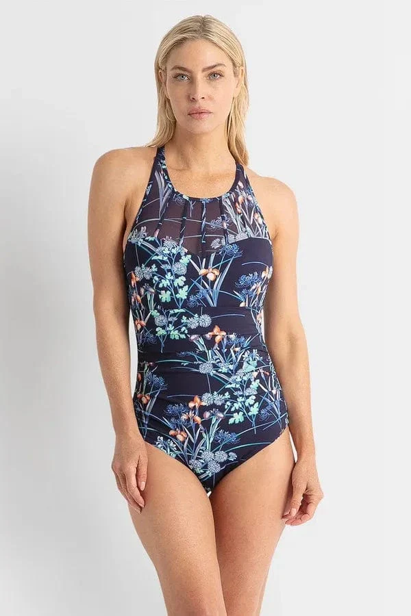 Jantzen Maja High Neck Cross Strap One Piece - Navy