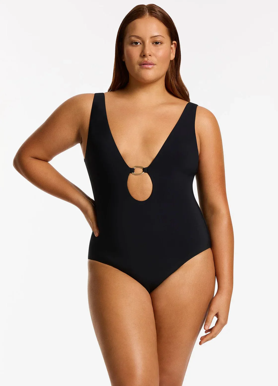 Jets Jetset Lien Plunge One Piece - Black - Image 5