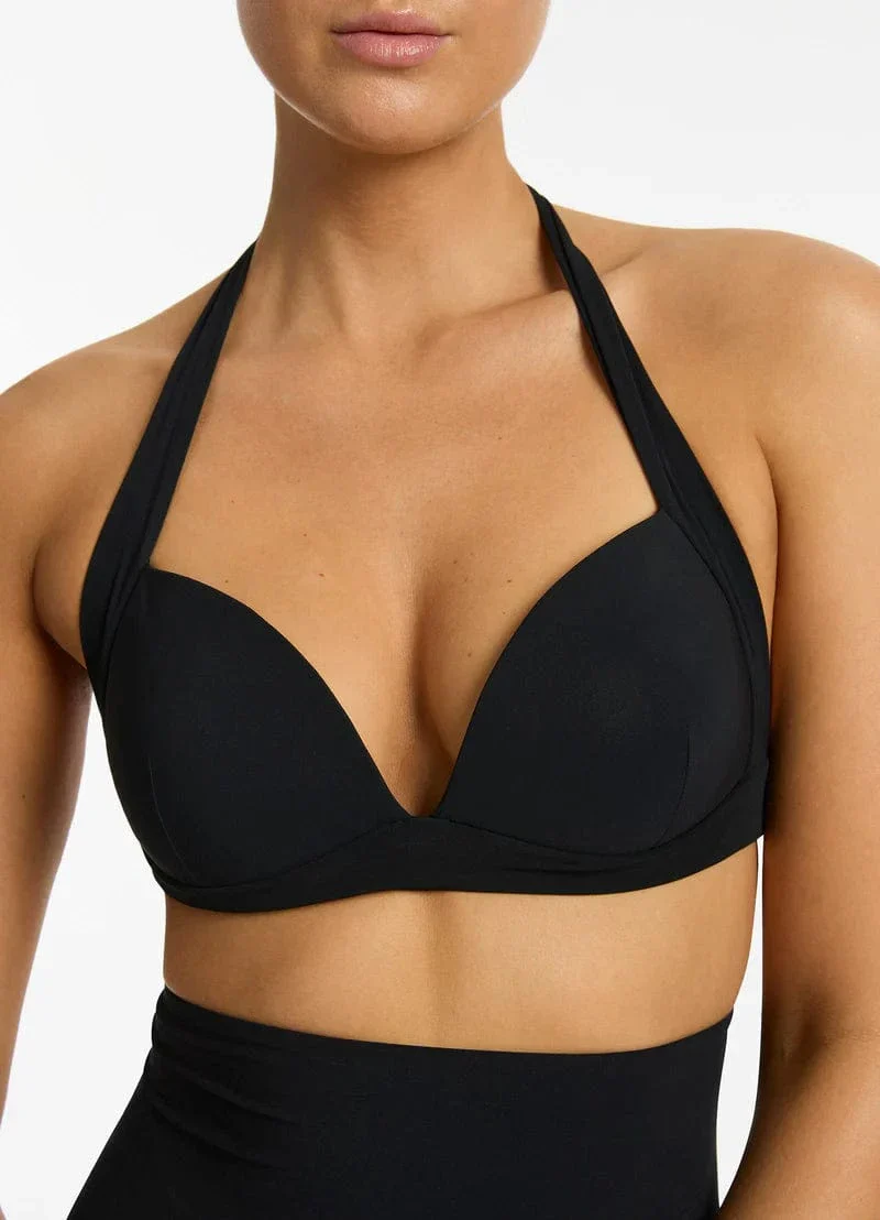 Jetset Moulded Halter Bikini Top - Black*