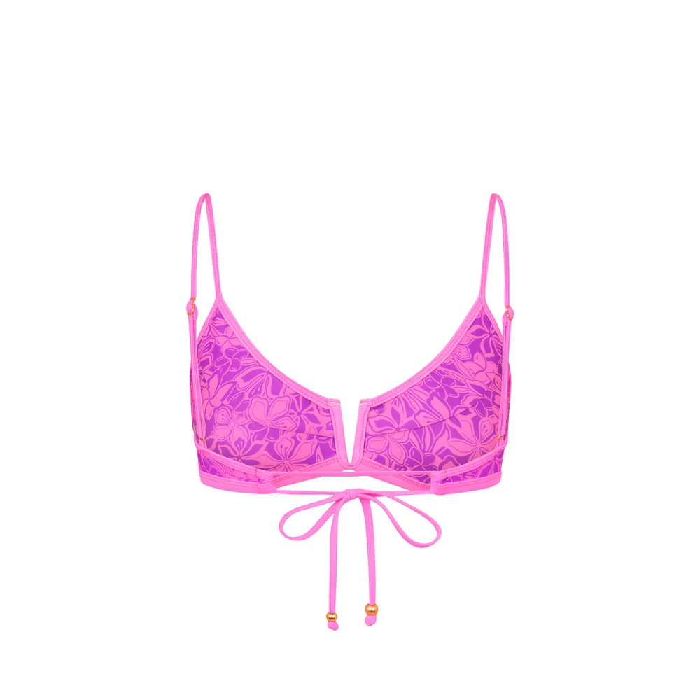Kulani Kinis Bind Slim V Crop Bikini Top - Bubble Berry - Image 2
