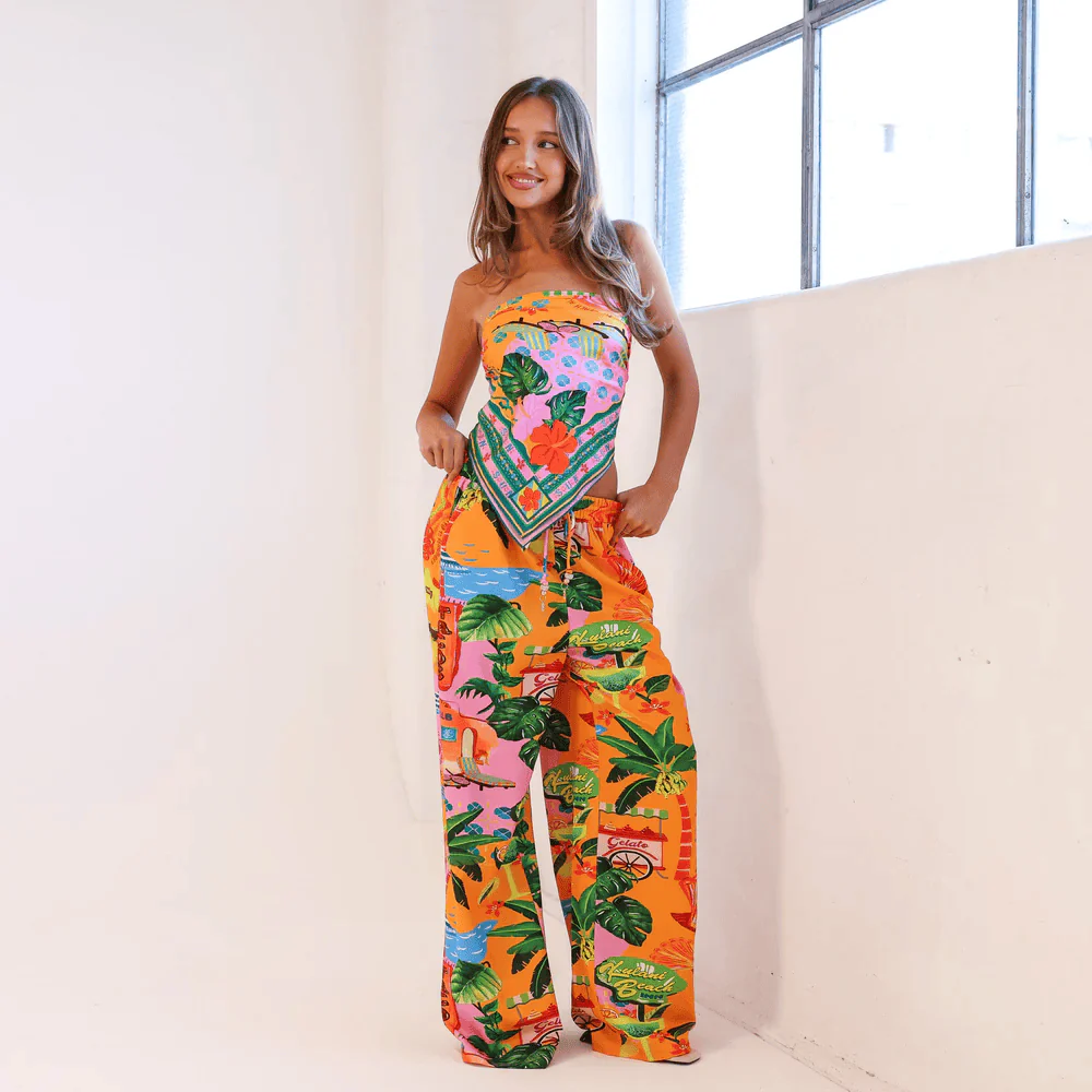 Kulani Kinis Drawstring Summer Pants - Sunlit Spritz
