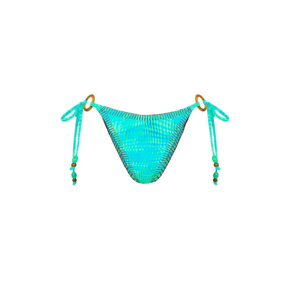 Kulani Kinis Lace Stitch Ring Tie Bikini Bottom - Summer Seas - Image 4