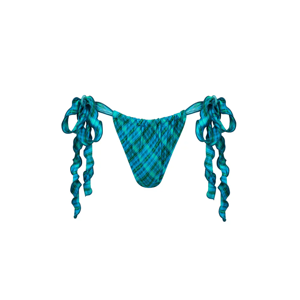 Kulani Kinis Lettuce Tie Ruched Thong Bikini Bottom -Tropic Dip - Image 4