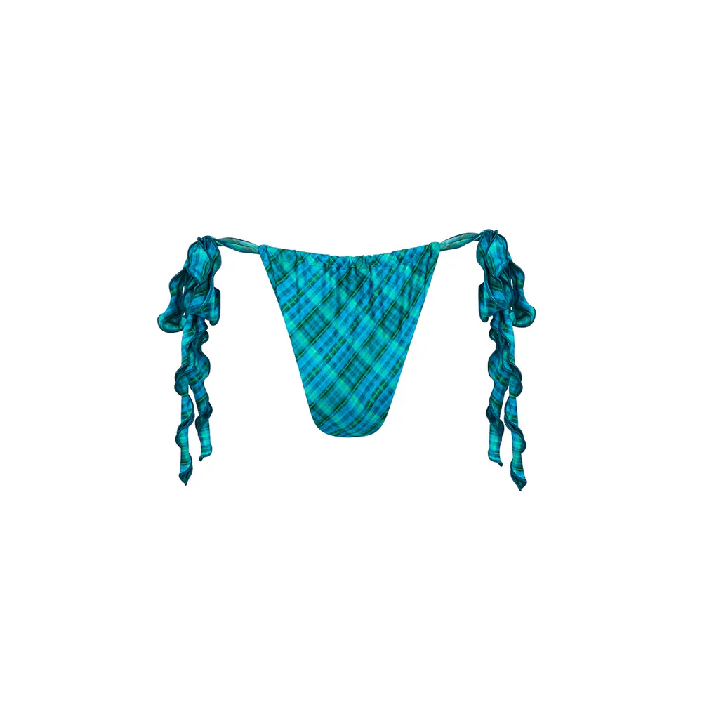 Kulani Kinis Lettuce Tie Ruched Thong Bikini Bottom -Tropic Dip - Image 5