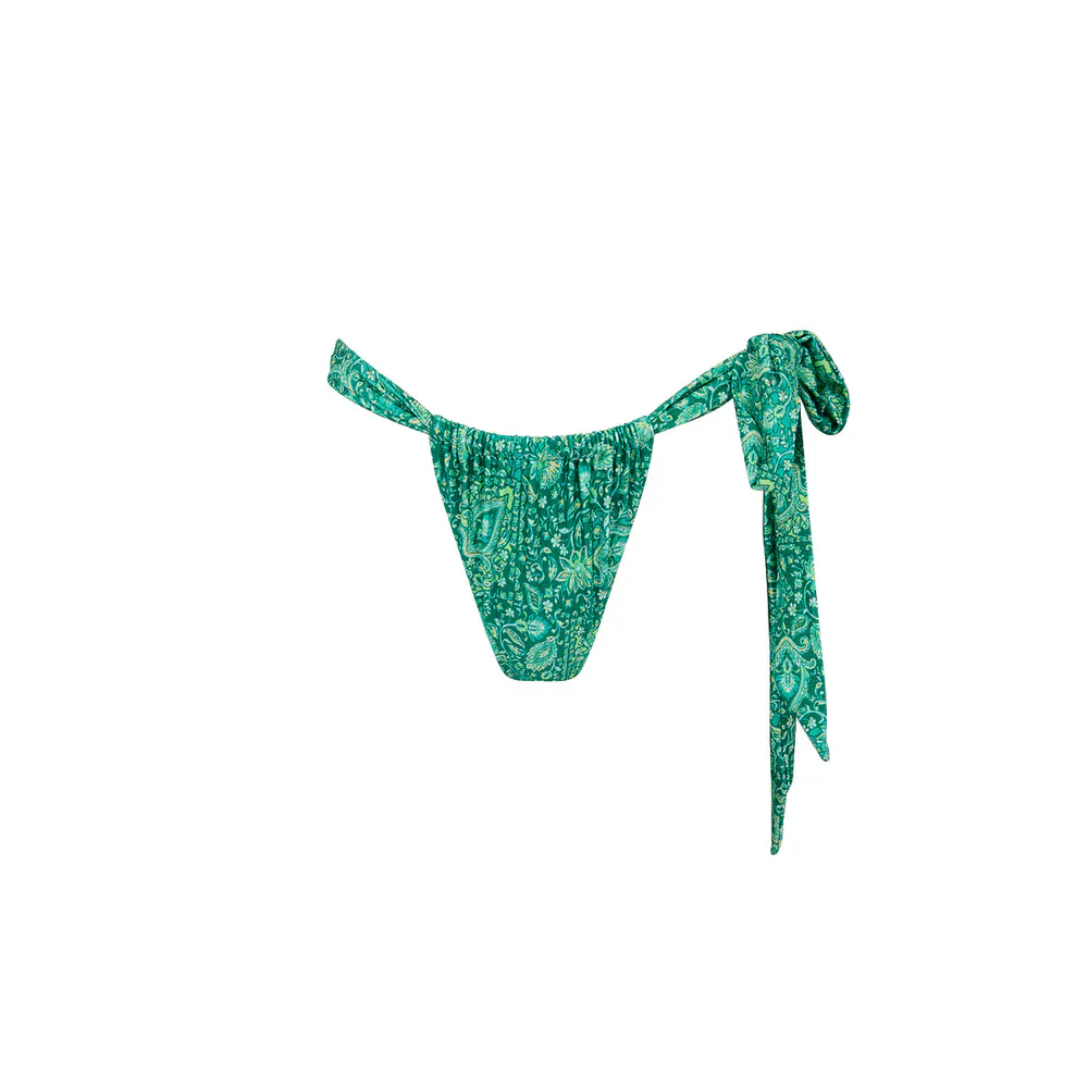 Kulani Kinis Emerald Aura Soft Tie Ruched Thong Bikini Bottom - Image 3