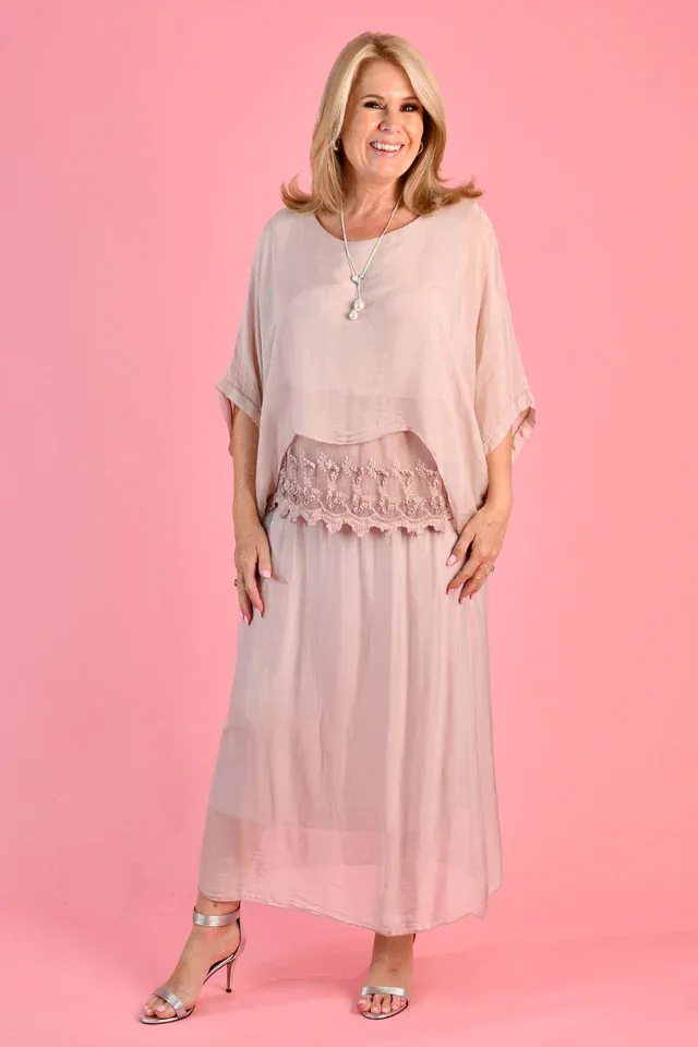 La Sofia Marta Silk Maxi Skirt - Blush