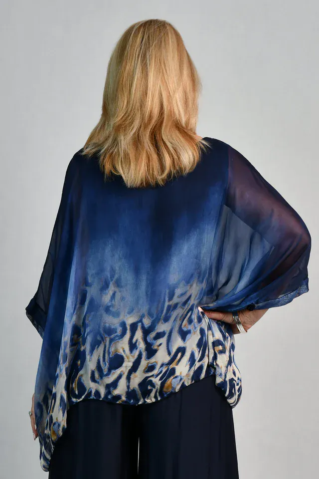 La Sofia Valeria Silk Top - Sea Leopard - Image 2