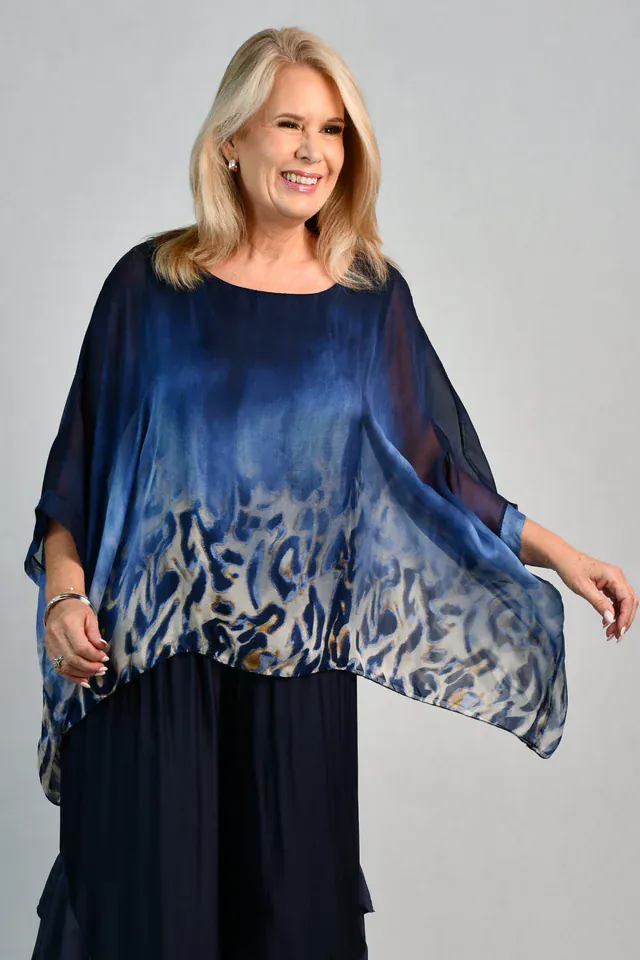 La Sofia Valeria Silk Top - Sea Leopard - Image 3