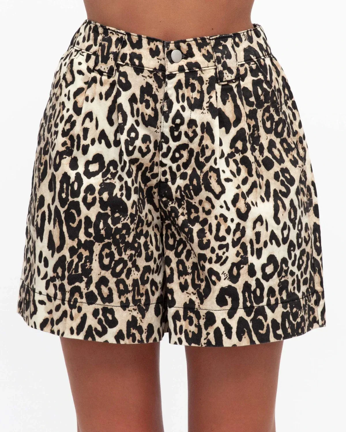 Label of Love Cream Leopard High Waist Shorts - Image 2