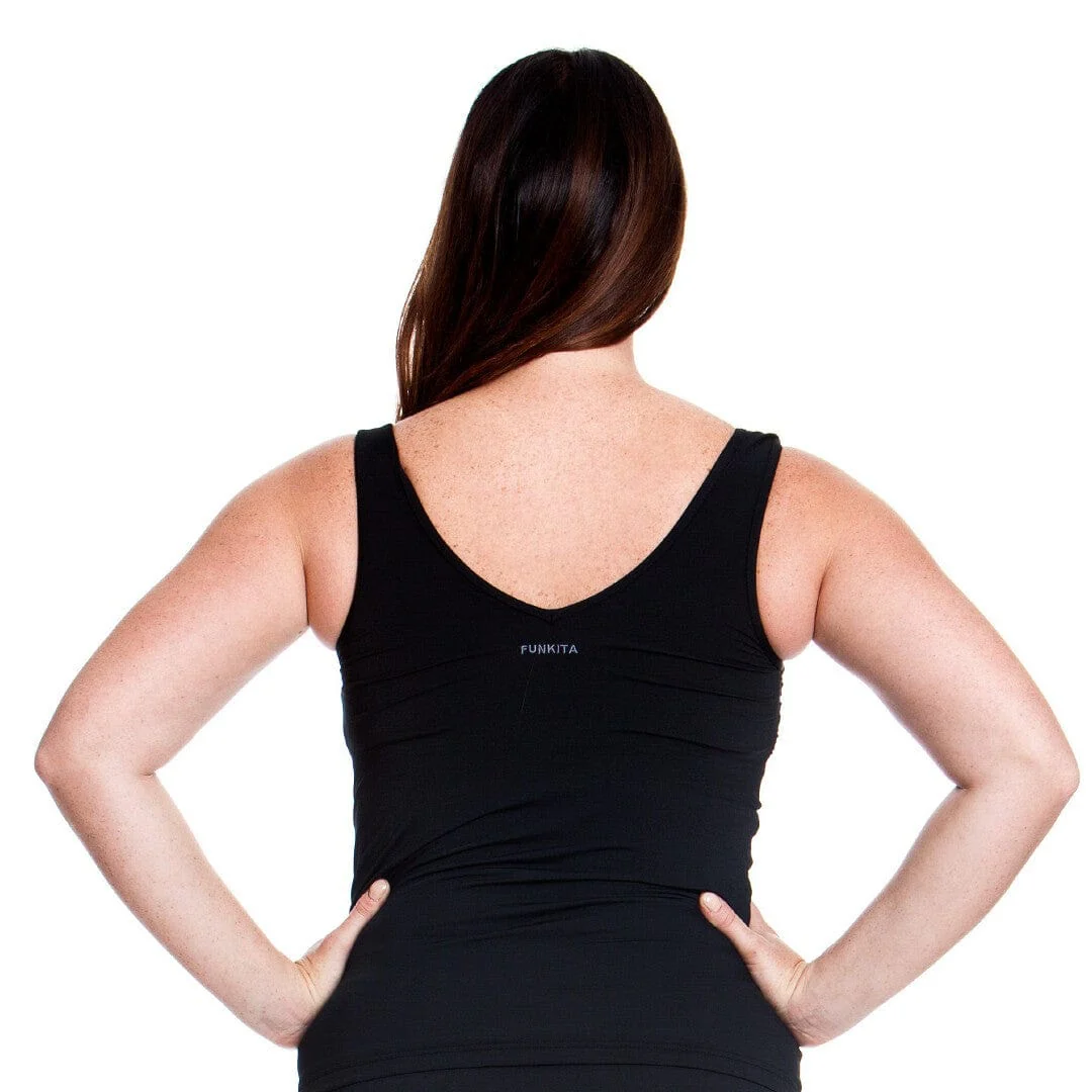 Funkita Ladies Zip Front Tankini - Still Black - Image 2