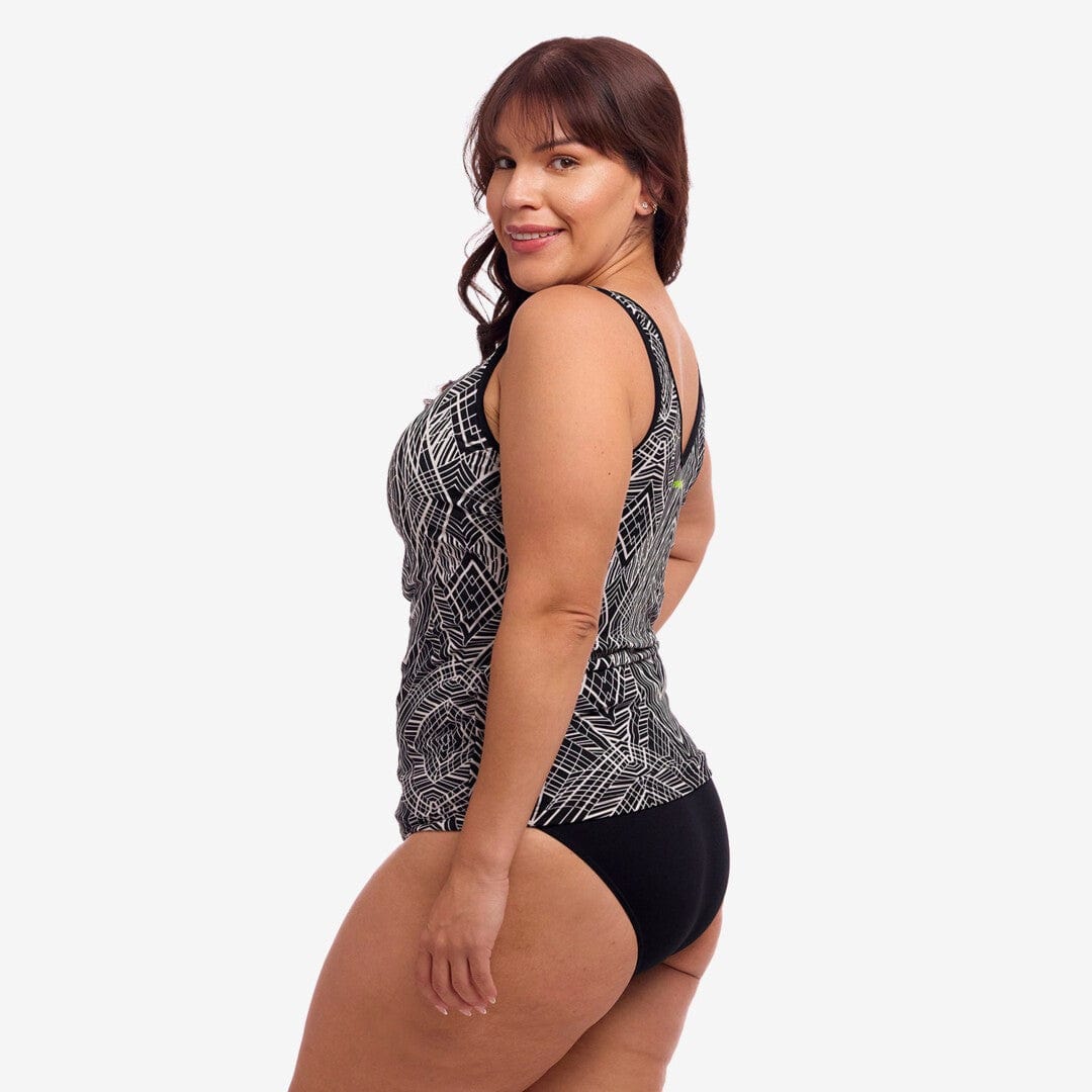 Funkita Ladies Zip Front Tankini Top - Space Signals - Image 2