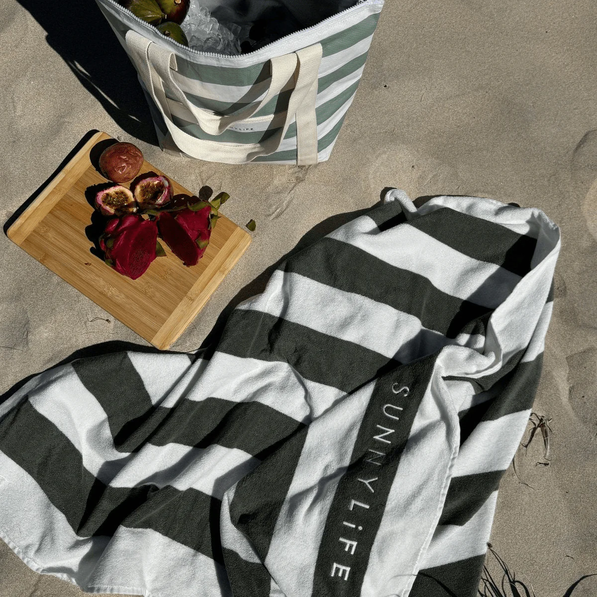 Light Cooler Tote - La Palma Sage Stripe - Image 4