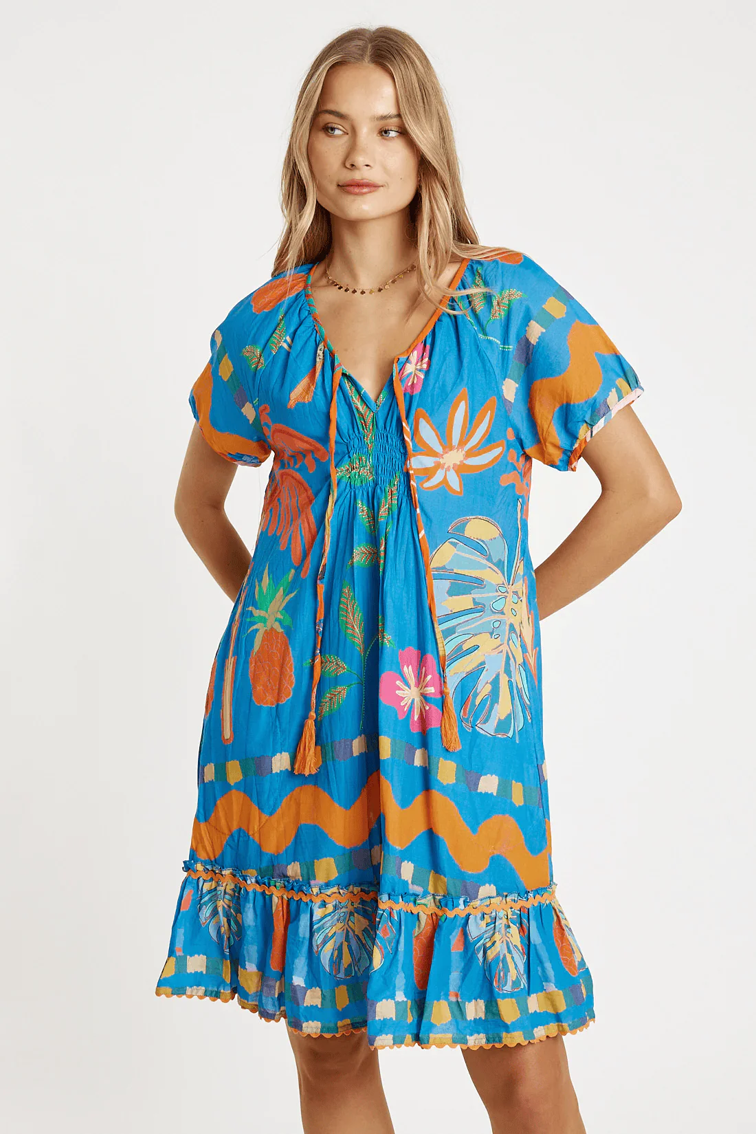 Lulalife Tasmin Shirred Dress - Ocean
