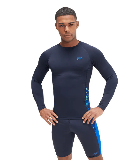 Speedo Mens Printed Long Sleeve Rash Top