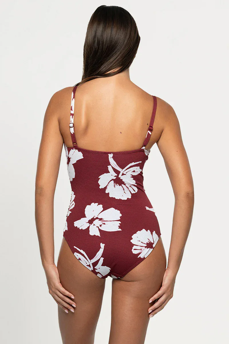Nip Tuck Whispering Allure Louise Multifit Ruched Front One Piece - Maroon - Image 3