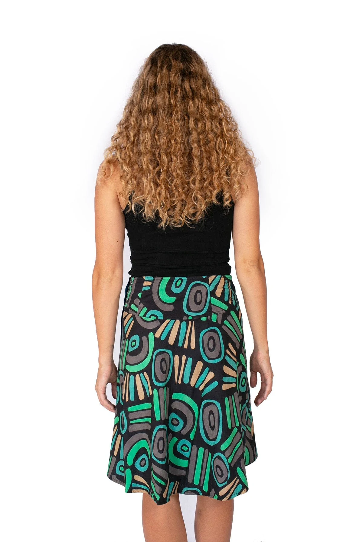 Om Design Chameleon Reversible Skirt - Abstract Black/Abstract Blue - Image 2
