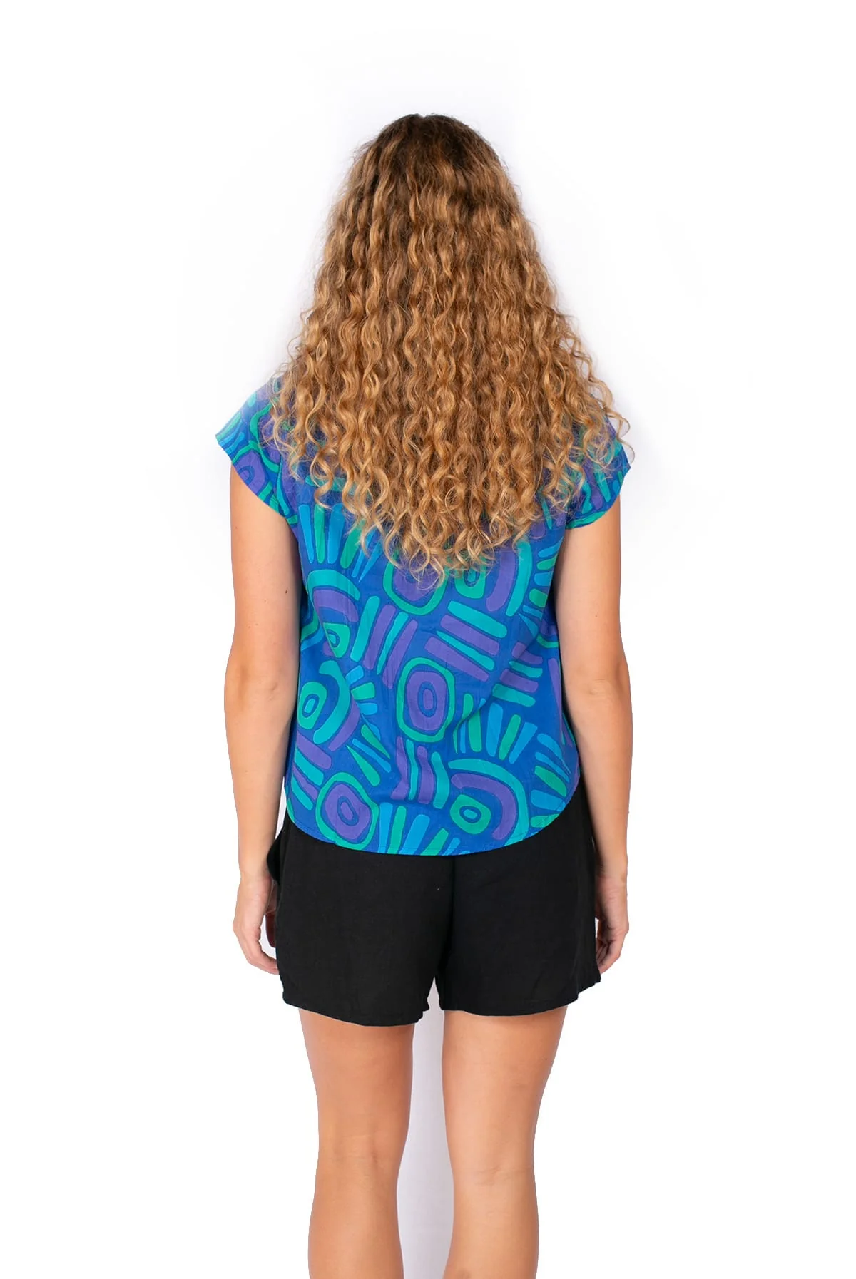 OM Design Chloe Top - Abstract Blue - Image 2