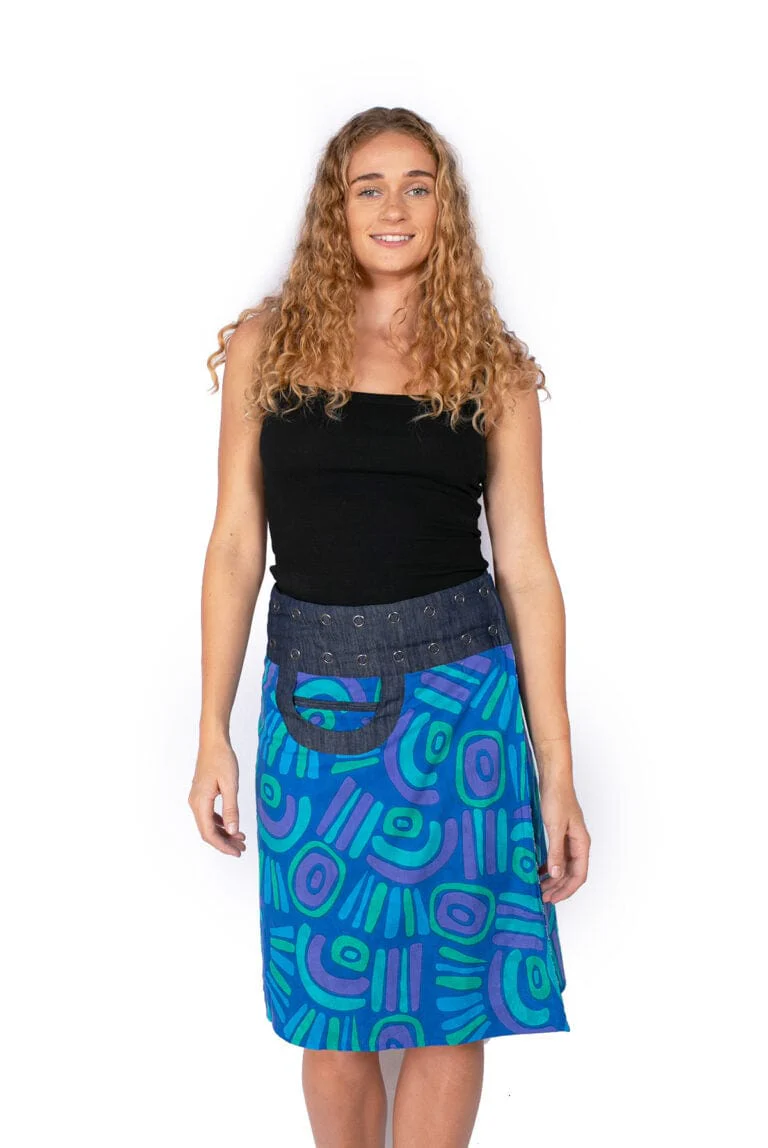 OM Designs New Energy Skirt (Long)- Abstract Blue/Daisys Black - Image 2